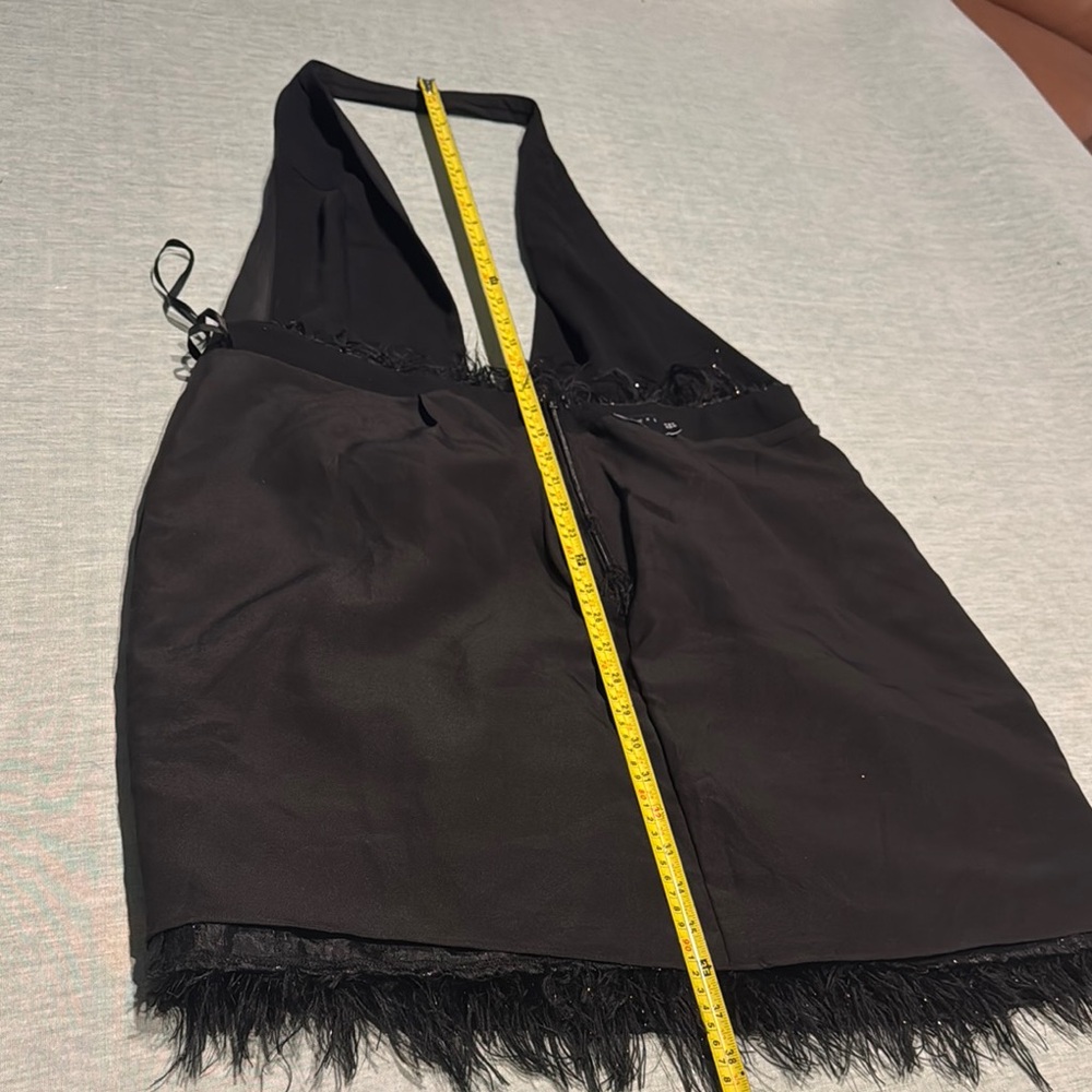 SZ 14 Black Halter Feather Dress - Picture 10 of 12